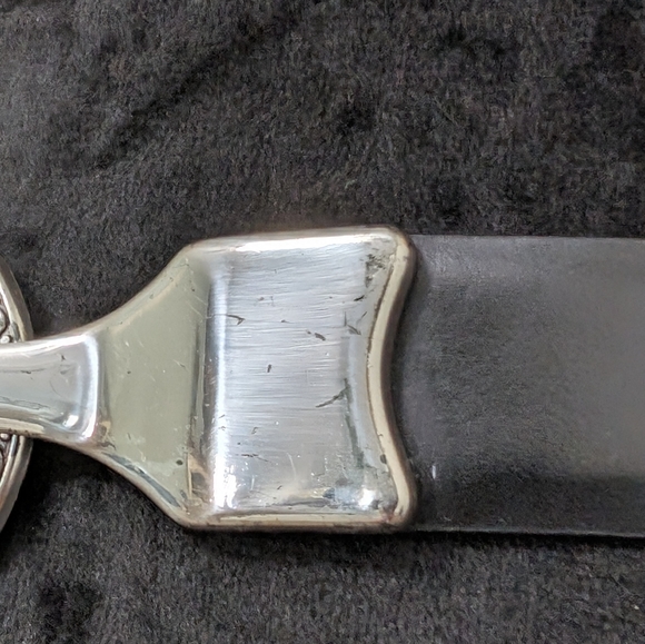 Chico's Genuine Leather Black and Silver Tone Adjustable Belt Size S/M - Picture 6 of 9